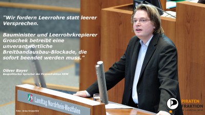 Rede: Leerrohre statt leerer Versprechen: Breitbandausbau-Blockade von Bauminister Groschek beenden; Zukunft mitdenken und einbauen.